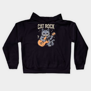 Cat rock guitarist Kids Hoodie